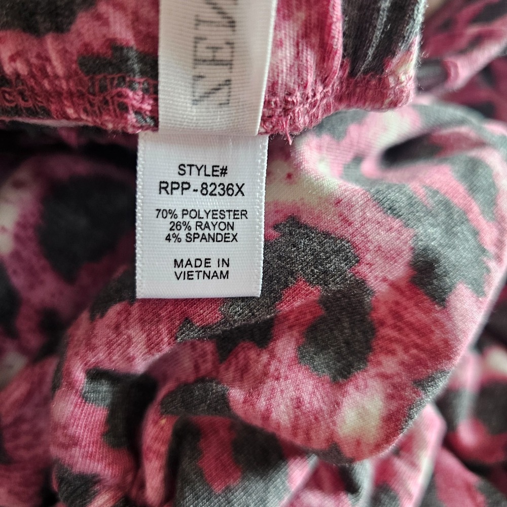 ZENANA Leopard Print Split Side Pant Joggers Elastic Waist 3X Pink Cranberry New - Picture 11 of 12